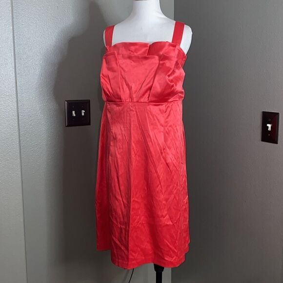 Wishes Wishes Wishes Dresses & Skirts - Wishes wishes wishes Salmon Pink Mini Dress Pleated Ruffle bodice Stretch Satin